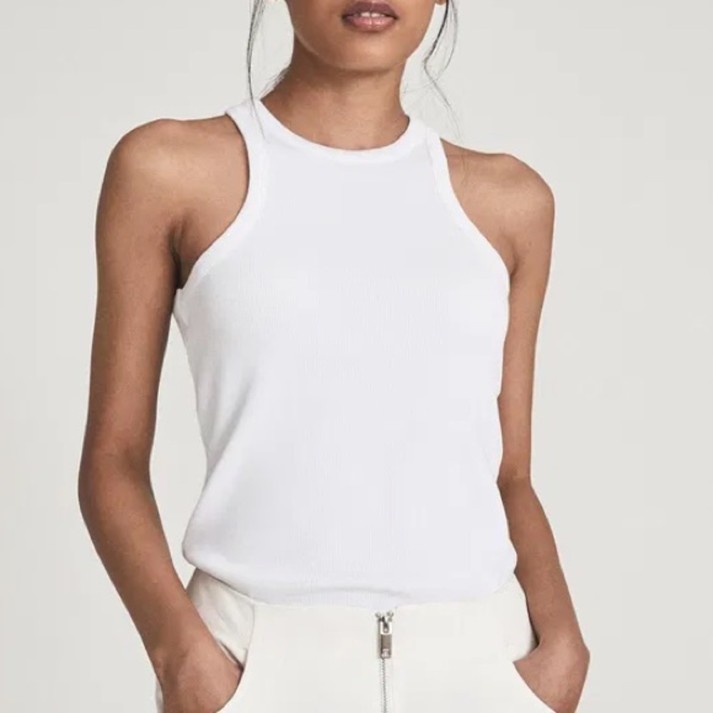 Reiss Mirabel Ribbed Jersey Racer Tank Top